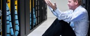 Frustrated Man in Data Center