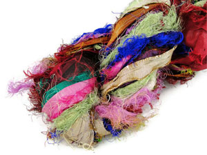 Recycled Silk Sari Ribbon Yarn By Amber Threads 