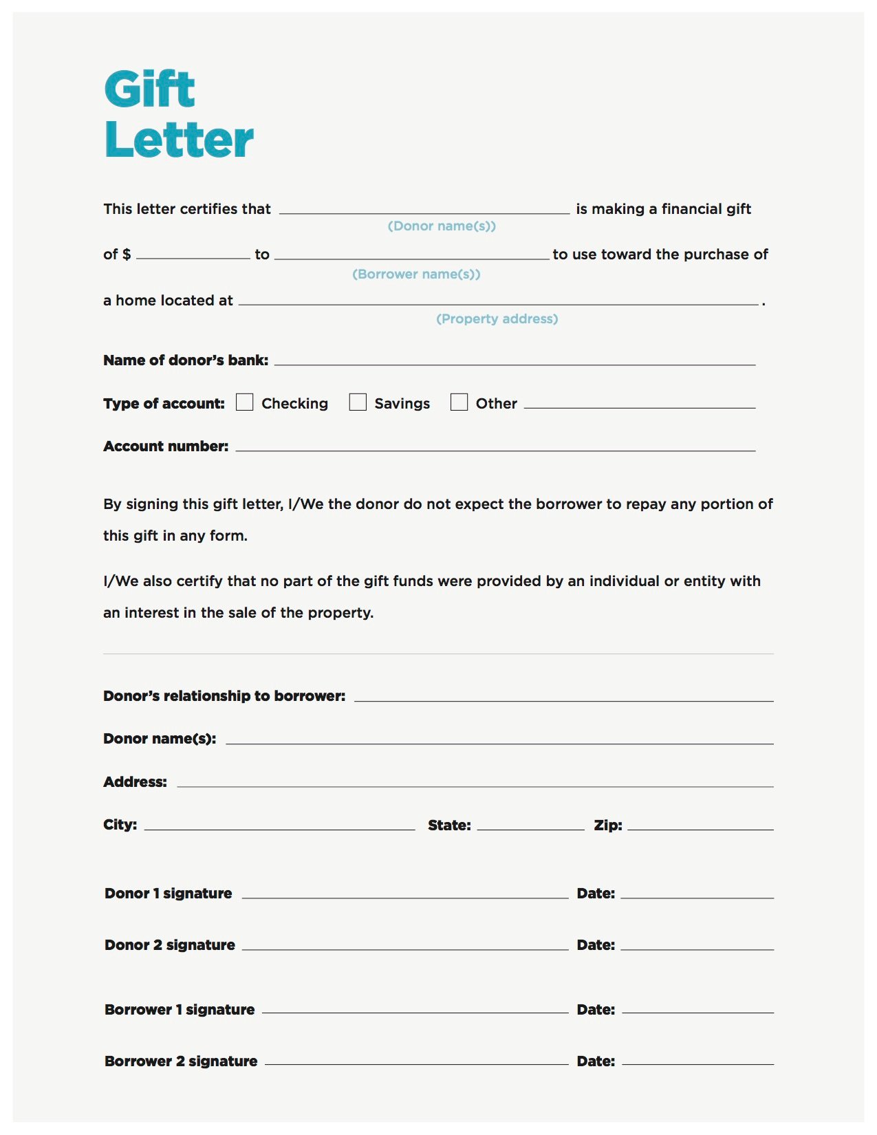Gift Money Can Meet Your Down Payment Needs - NerdWallet With Mortgage Gift Letter Template