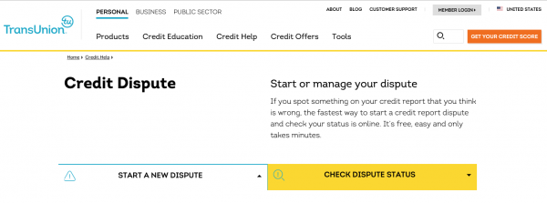 TransUnion credit report dispute