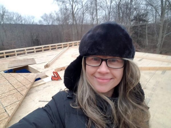 Jennifer Buck and her DIY home, mid-build.
