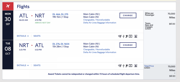 Delta Skymiles Redemption Chart