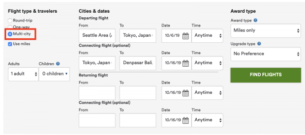 Alaska Airlines Partner Award Chart