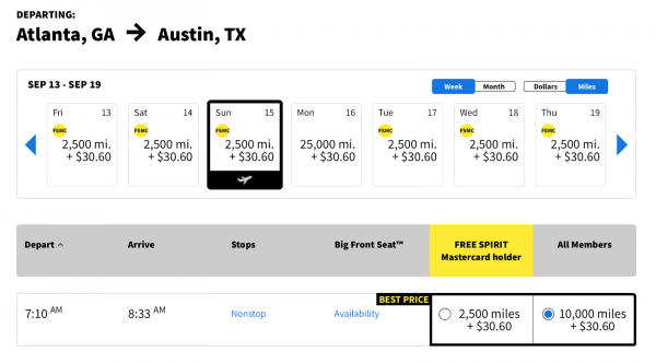 Spirit Airlines Miles Chart