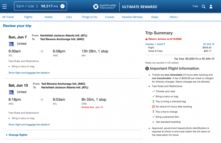 The Case for Booking Flights with Chase Ultimate Rewards Points