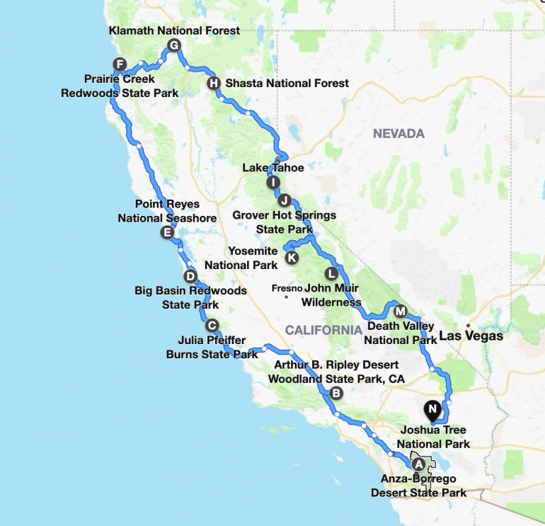 camping trip route
