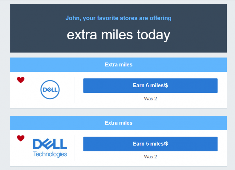 american eshopping extra miles today example