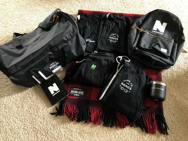 Many different nerdwallet bags and gear