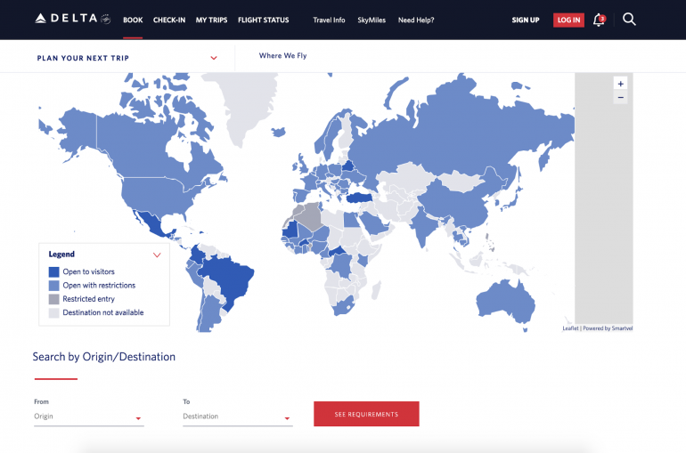 delta airlines travel restrictions to europe