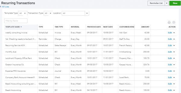 Recurring transactions