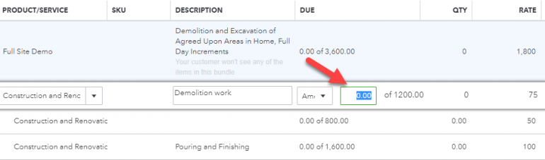 QuickBooks Progress Invoicing