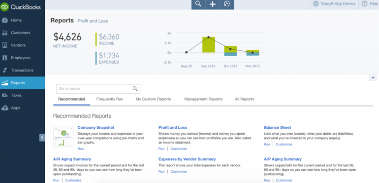 QuickBooks reports 