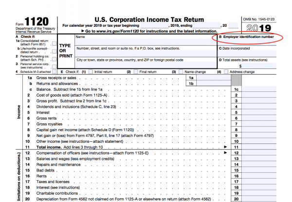 federal tax return EIN