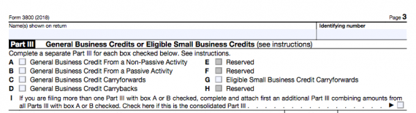 IRS Form 3800