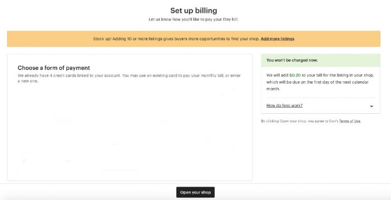how to start an etsy shop billing - SaveSuperdry