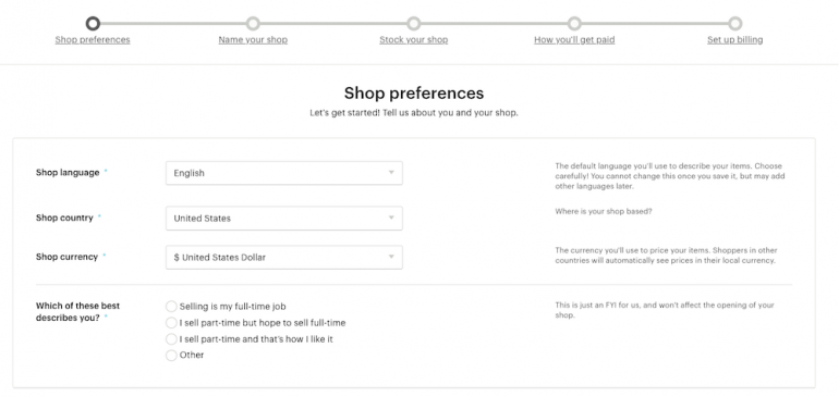 how to start an etsy shop shop preferences - SaveSuperdry