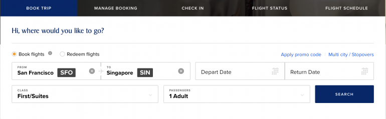 singapore airlines website first class