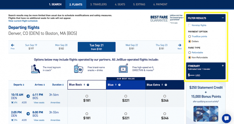 jetblue travel bank credit faq