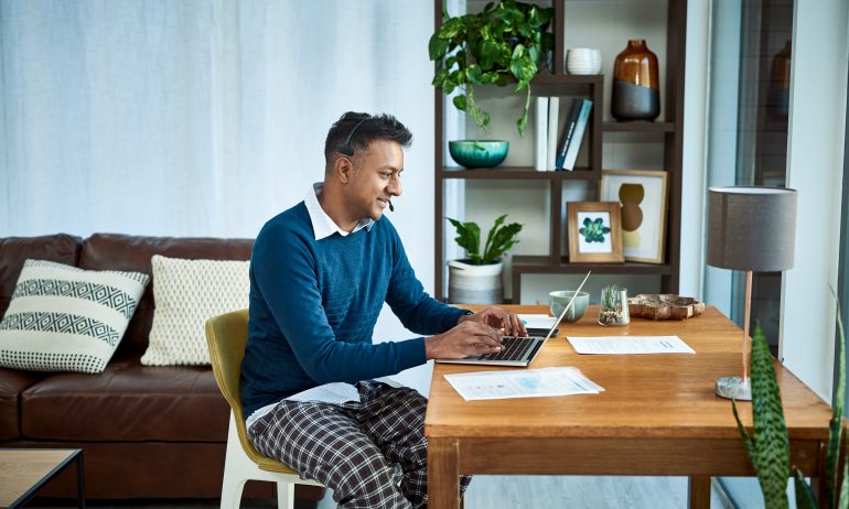 Man sitting at desk and working