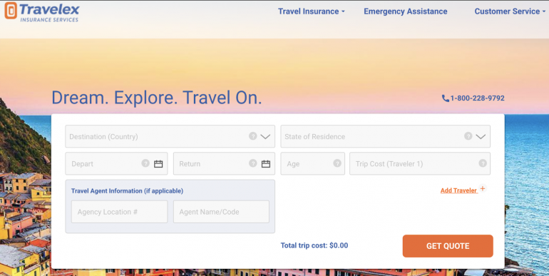 Travelex trip quote input fields