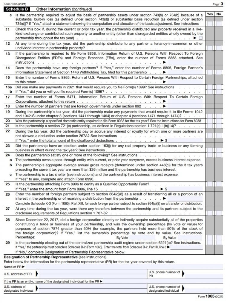 Form 1065, Schedule B