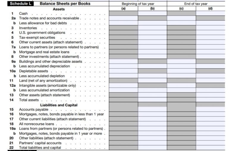 Form 1065, Schedule L