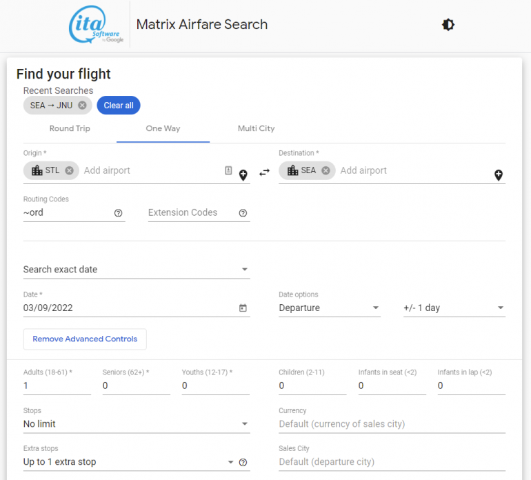 ita software travel matrix