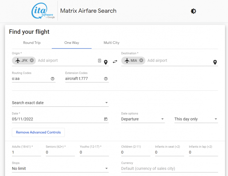 ita software travel matrix