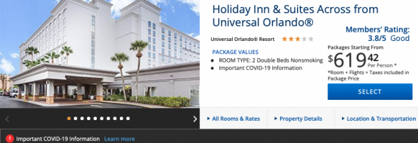 tips for booking vacation packages and getting good travel deals - universal holiday inn