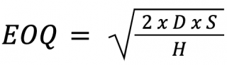 EOQ = √ [ (2 x D x S) / H ]