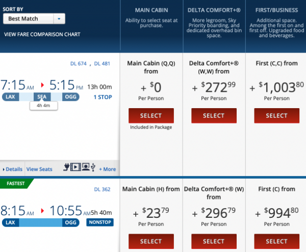 delta travel package deals