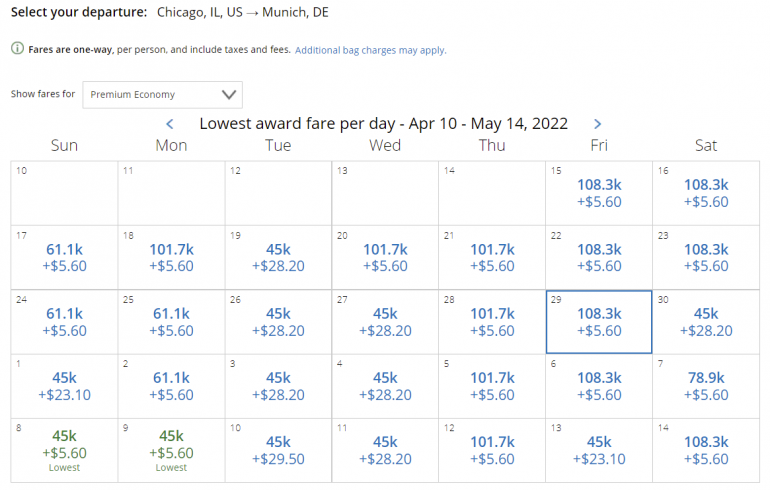 united award travel rules