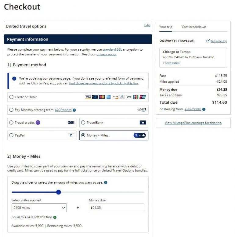 united mileage travel