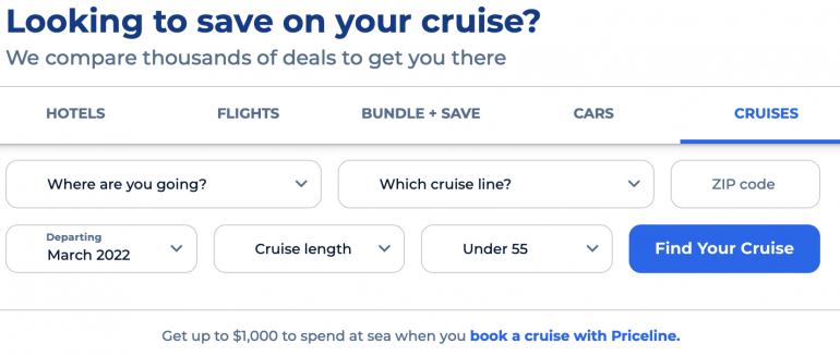 booking a cruise on priceline