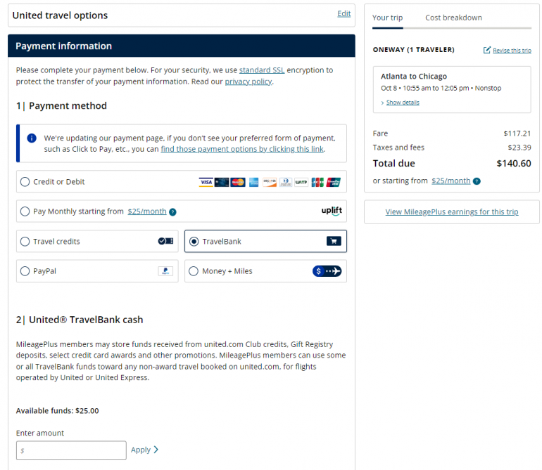 how to use united travel bank