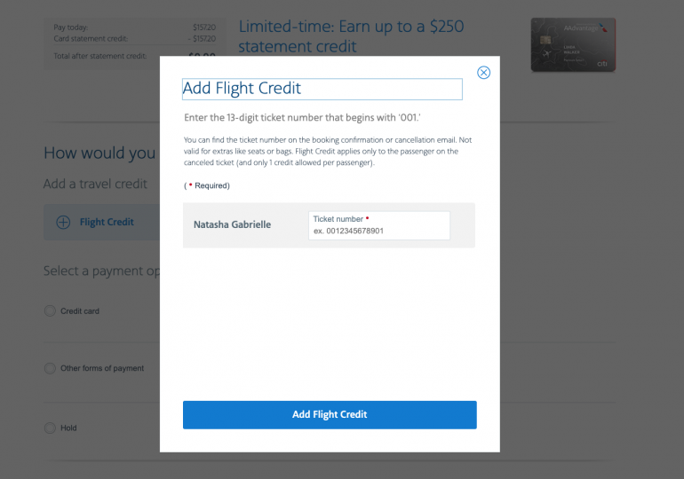 book american airlines with travel credit