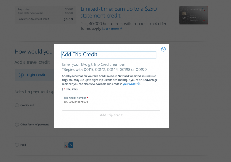 aa use travel credit