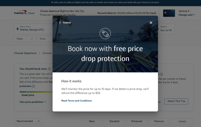 capital one travel portal flights