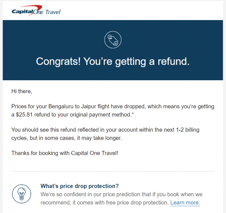 capital one travel cancellation refund