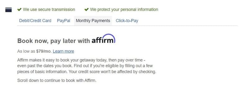 travel sites that use affirm