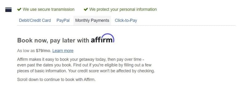 book a trip with affirm