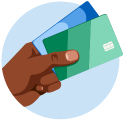 hand multiple credit cards