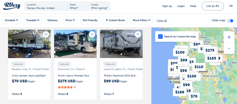 best travel trailer rental site