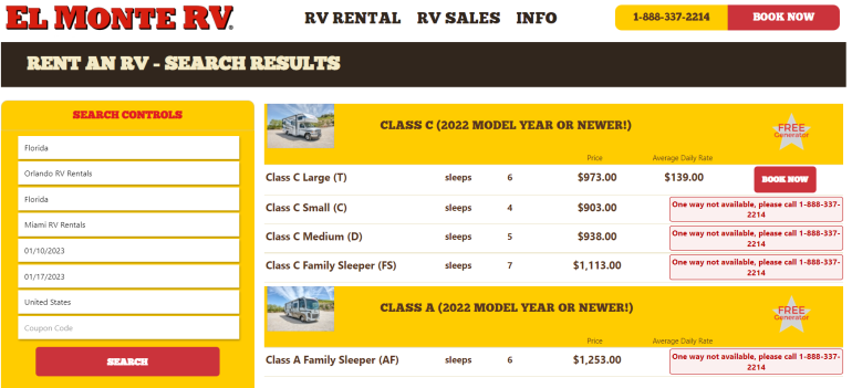 cruise america rv rental website