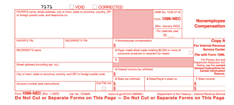 Example of Form 1099-NEC