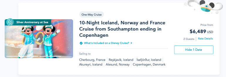 disney cruise starting price