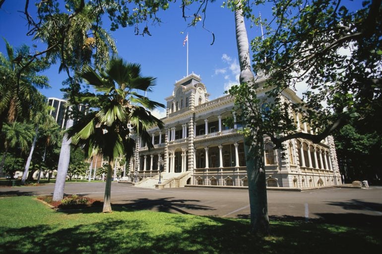 Iolani Palace served as the official royal residence until the overthrow of the monarchy in 1893. (Photo courtesy of Getty)