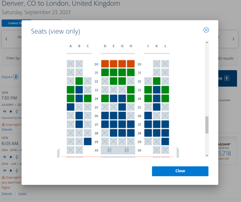 american airlines flight seat assignment