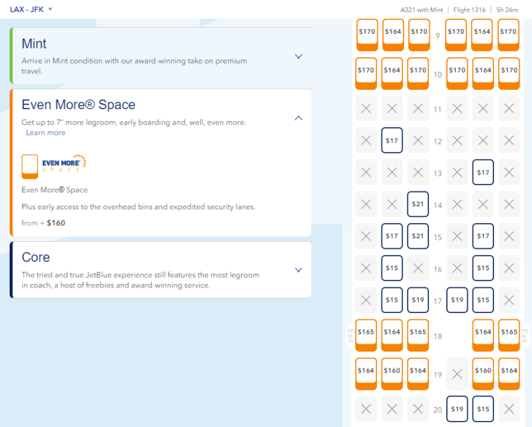 flight seat map jetblue