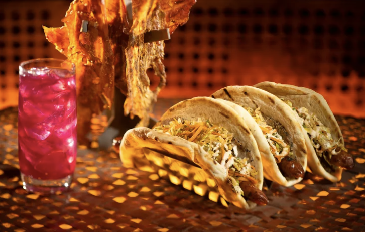 The Ronto Wrap is filled with spiced grilled sausage and roasted pork. (Photo courtesy of Disney)